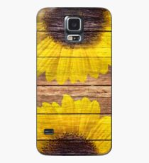 Yellow Sunflowers Rustic Vintage Brown Wood Case/Skin for Samsung Galaxy