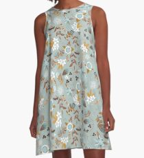 Stylized Australian Flora A-Line Dress
