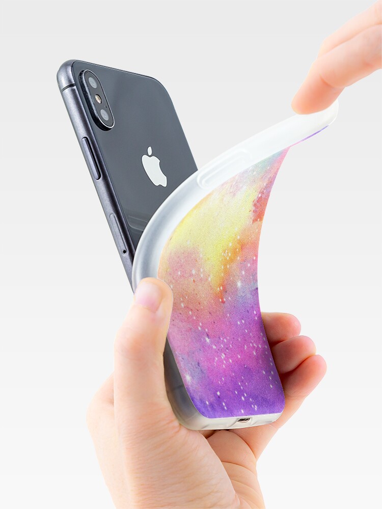 Alternate view of Hand painted pastel watercolor nebula galaxy stars iPhone Case & Cover