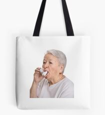 Old Lady with Inhaler Tote Bag