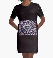 Notre-Dame Cathedral Stained Glass Graphic T-Shirt Dress