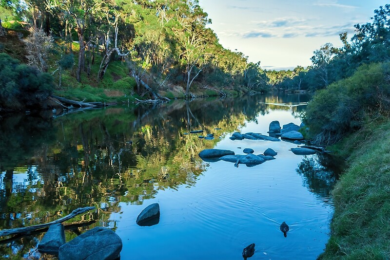 "Blackwood River Rocks, Bridgetown, Western Australia" by Elaine Teague