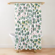 Simple Silver Dollar Eucalyptus Leaves Shower Curtain