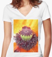 Middle of a Poppy Women's Fitted V-Neck T-Shirt