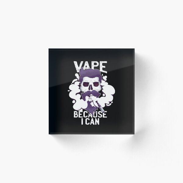 Funny Vape Skull Vaping Hipster Skeleton Beard E Cigarette Ecig Vapor Acrylic Block