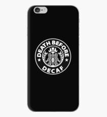 Vinilo o funda para iPhone death before decaf