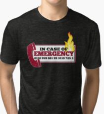 It Crowd Inspired - New Emergency Number - 0118 999 881 99 9119 725 3 - Moss and the Fire Tri-blend T-Shirt