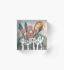 Bloque acrílico Ilustración floral de la brisa del prado