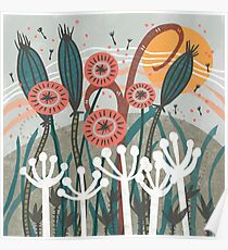 Meadow Breeze Floral Illustration Poster