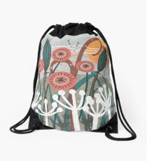 Meadow Breeze Floral Illustration Drawstring Bag