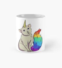 Kühlen Sie Einhornkatzenkätzchen Caticorn mit Regenbogenendstück und blauen Augen ab Tasse (Standard)