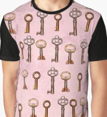 keys on pink floral wallpaper Graphic T-Shirt