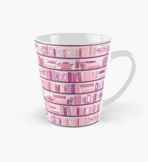 Taza cónica Estantería rosa patrón romance libros de té