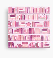 Rosa Bücherregal-Muster-Romance-Tee-Bücher Metalldruck