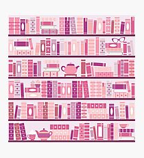 Lámina fotográfica Estantería rosa patrón romance libros de té