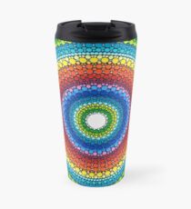 Glückliche Regenbogen-Mandala Thermobecher