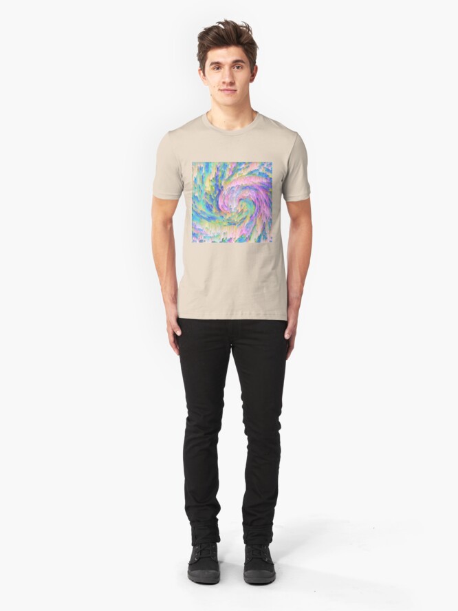 Alternate view of Abstract dripping digital wave Slim Fit T-Shirt