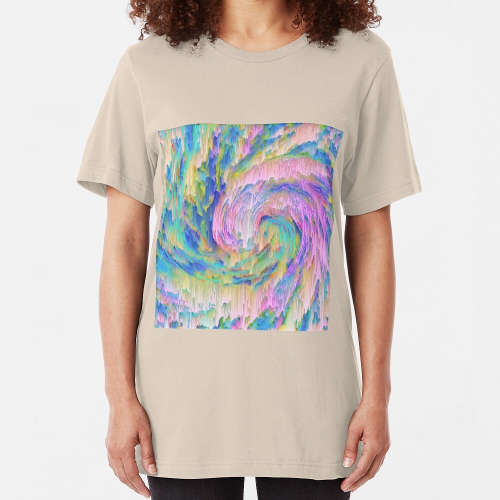 Abstract dripping digital wave Slim Fit T-Shirt