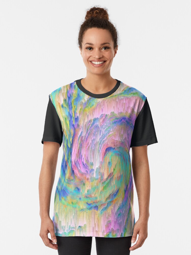 Alternate view of Abstract dripping digital wave Graphic T-Shirt
