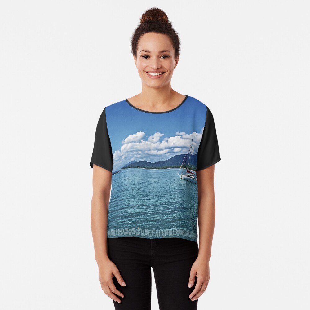 Tropical Blues Chiffon Top