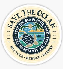 Retten Sie das Meer, halten Sie das Meer frei von Plastikschildkröten Sticker