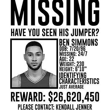 Ben Simmons Missing Jump Shot Funny Poster for Sale by tdjeff02
