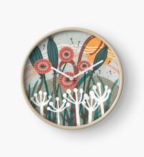 Wiese-Brise-Blumenillustration Uhr