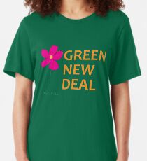 Green New Deal with Flower Slim Fit T-Shirt