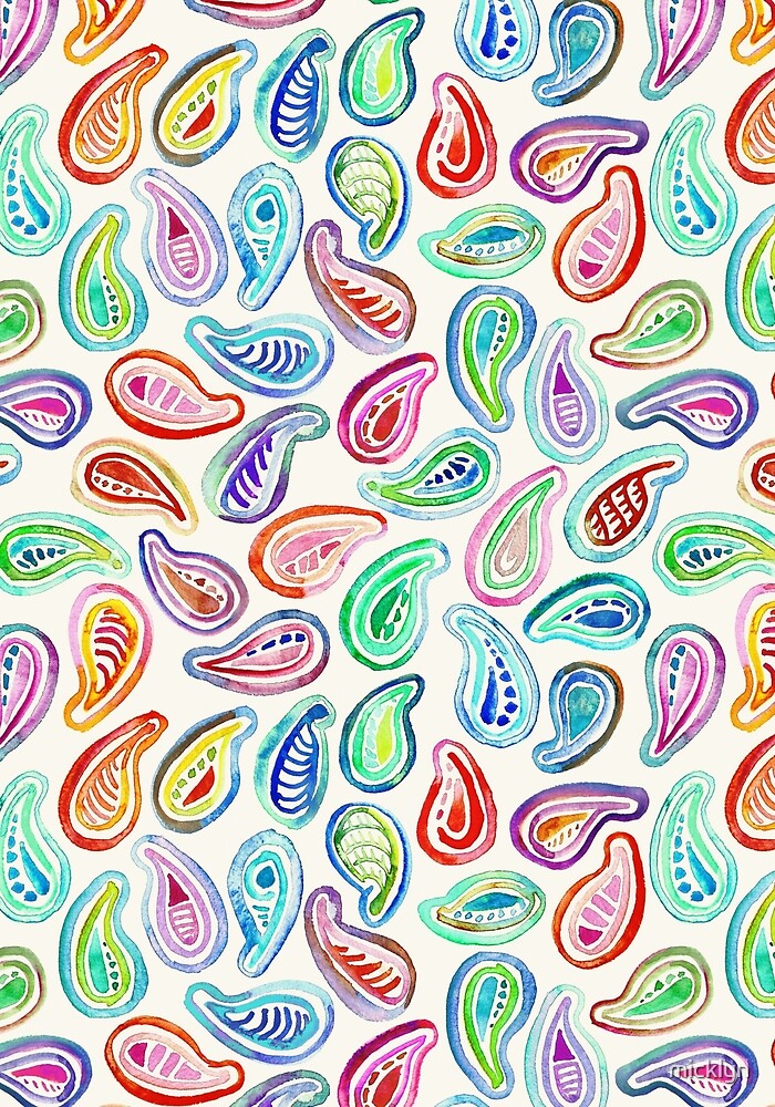 "Simple Hand Painted Watercolor Paisley Pattern" by micklyn Redbubble