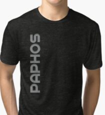 Paphos Vertical Text Tri-blend T-Shirt