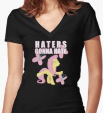 Fluttershy and butterflies Women's Fitted V-Neck T-Shirt