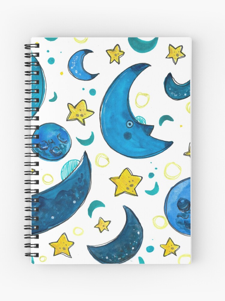 Moon Background Watercolor Star Tumblr Spiral Notebook By