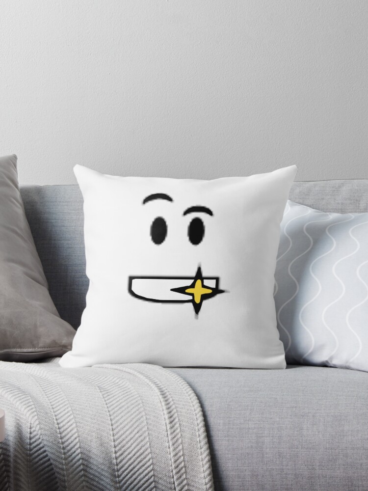 Roblox Golden Shiny Teeth Face Throw Pillow By Ivarkorr Redbubble