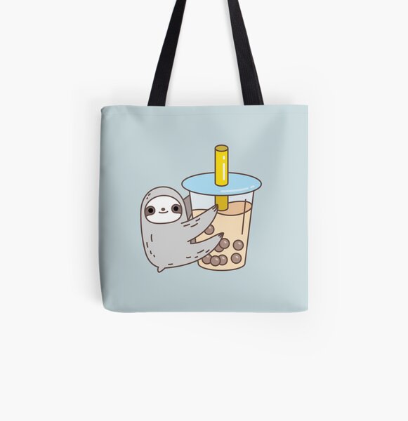 Sloth Loves Bubble Tea All Over Print Tote Bag
