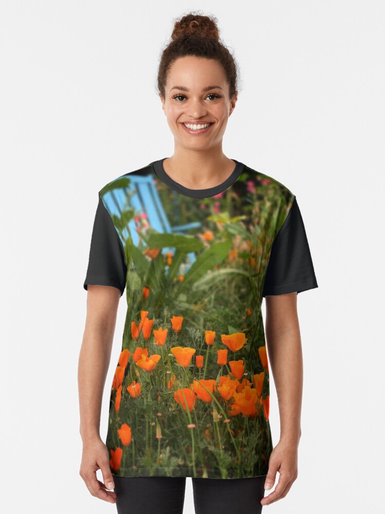 Alternate view of California Poppies In The Garden Graphic T-Shirt