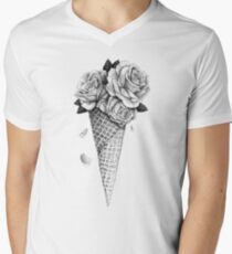 Eiscreme Rosen T-Shirt mit V-Ausschnitt für Männer