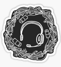 Headset & XLR Floral Wreath - White on Black Sticker