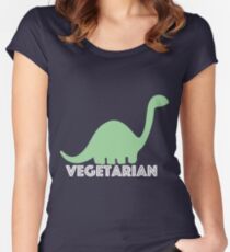 Vegetarian Dinosaur Logo Women's Fitted Scoop T-Shirt