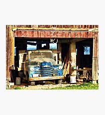 Red Barn Blue Truck Photographic Print