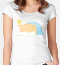 Orange Comic Hase Tailliertes Rundhals-Shirt