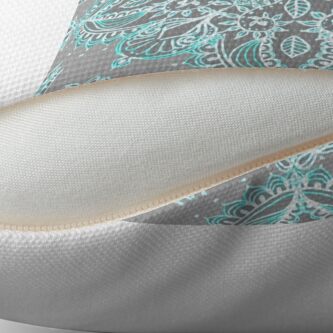 Alternate view of Teal and Aqua Lace Mandala on Grey Throw Pillow