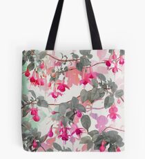 Bolsa de tela Patrón floral arco iris fucsia - con gris