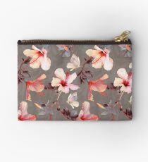 Coral Hibiscus Zipper Pouch