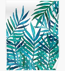 Watercolor Palm Leaves on White Poster