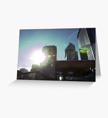 The setting sun in downtown Houston Greeting Card