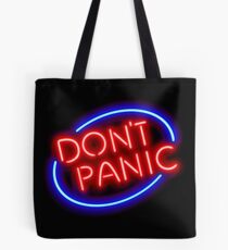 Hitchhiker's Guide - "Don't Panic" Neon Sign Tote Bag