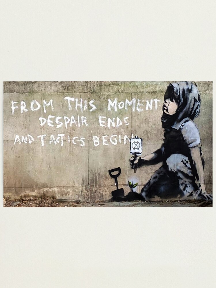 Banksy Rebellion Despair Ends Art Reprint on Framed Canvas Wall Art Home Decor