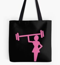 Woman shape in pink lifting weights Tote Bag