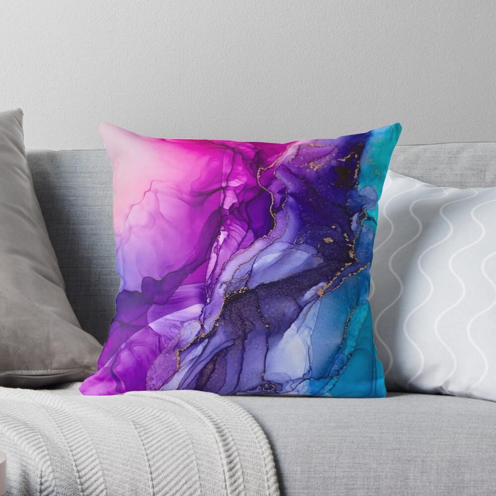 Abstract Vibrant Rainbow Ombre Throw Pillow