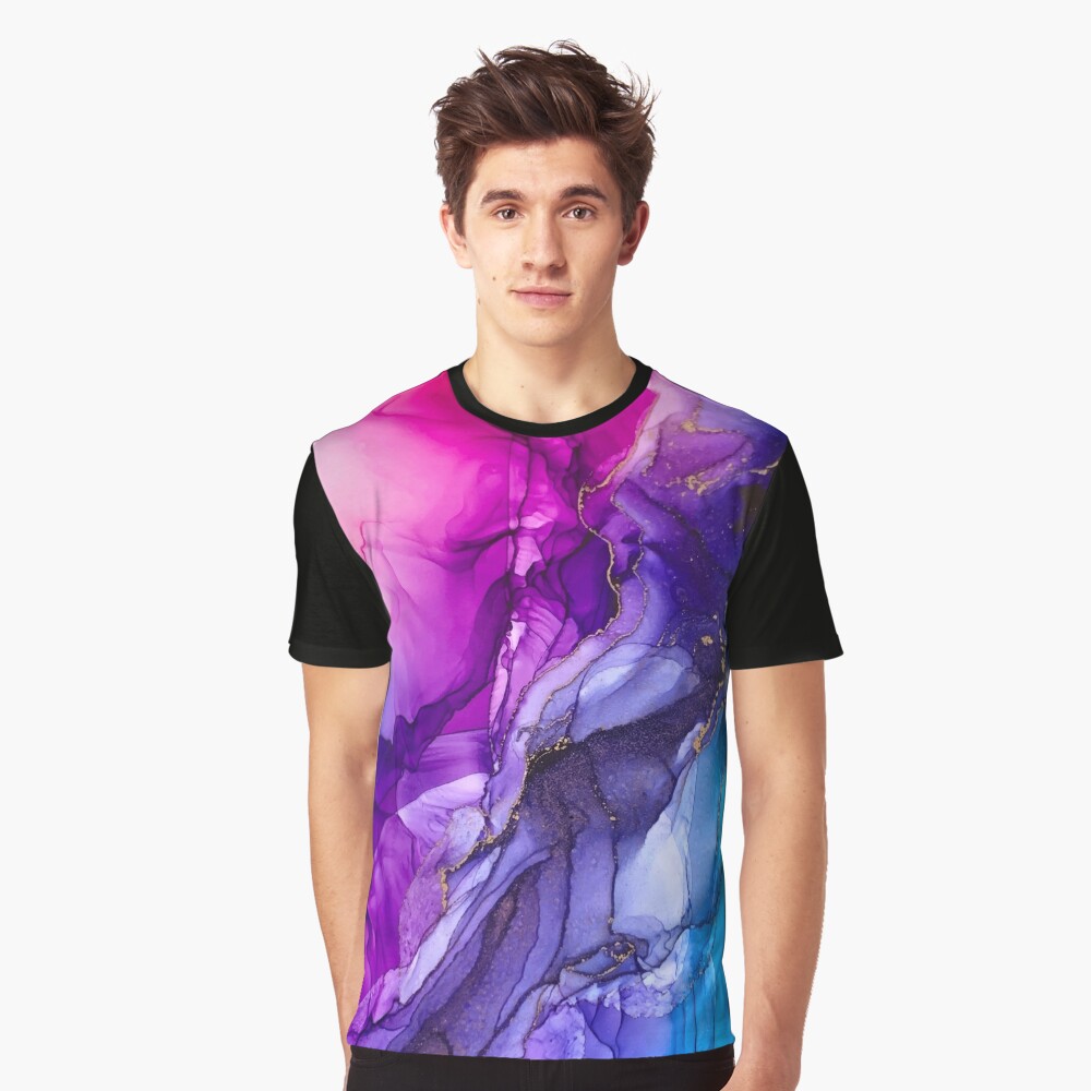 Abstract Vibrant Rainbow Ombre Graphic T-Shirt